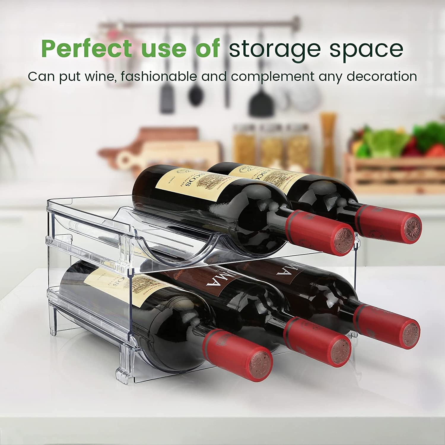 2-Pack Stackable Water Bottle Organizers for Cabinets
