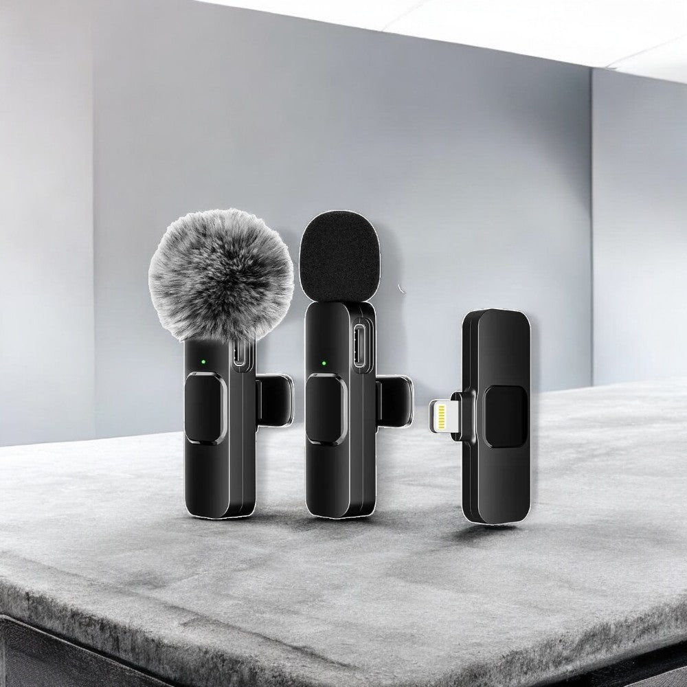 2-Pack Wireless Mini Microphones for iPhone, iPad & Android