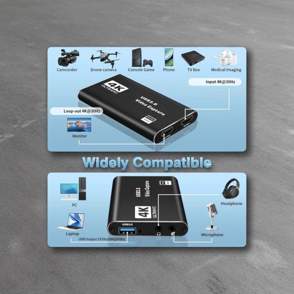 High-Performance 4K HDMI Capture Device – Ideal for Game Streaming (Switch, PS4/5), Professional Conferencing, OBS, Cameras, and PC. Also Features 1080P@60FPS Input/Output for Retro Consoles.