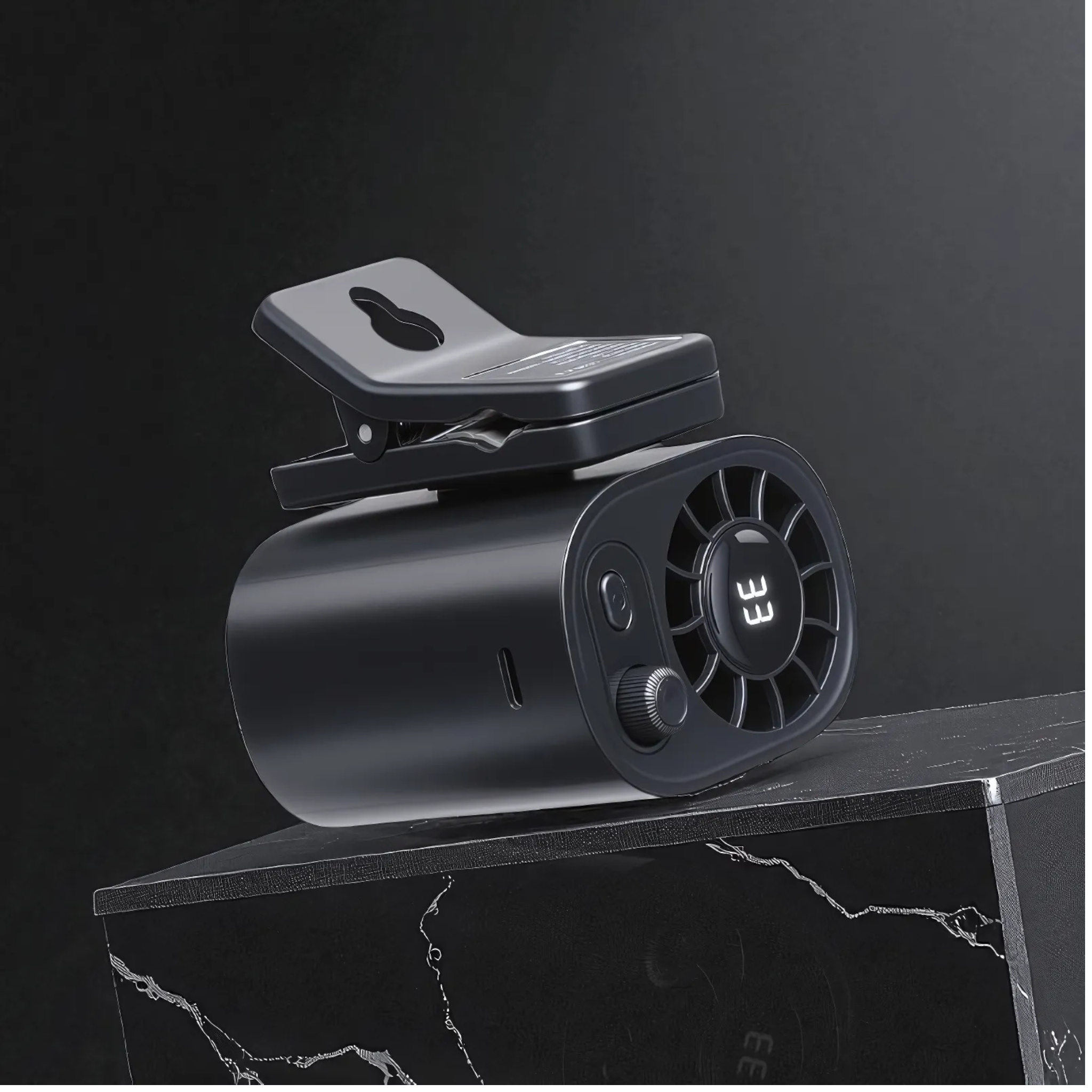JOYTUTUS Car Clip Fan with LED Display – 360° Rotation, 100-Speed USB Rechargeable