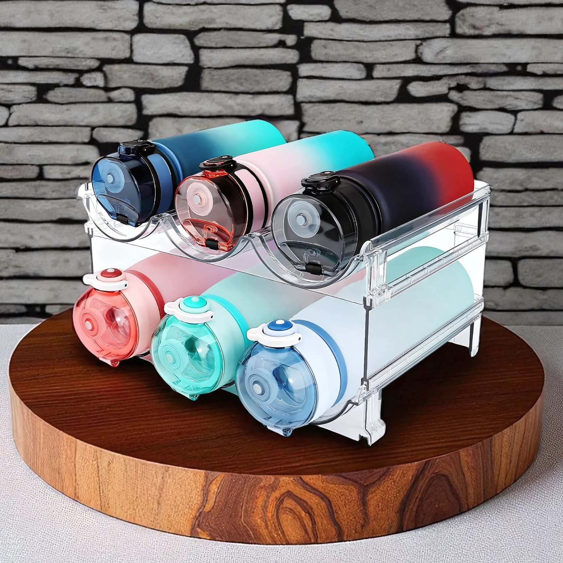2-Pack Stackable Water Bottle Organizers for Cabinets