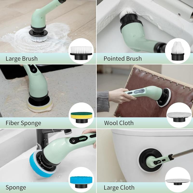 Cordless Electric Scrubber with Extendable Pole & 9 Brushes – All-Purpose Home & Car Cleaner